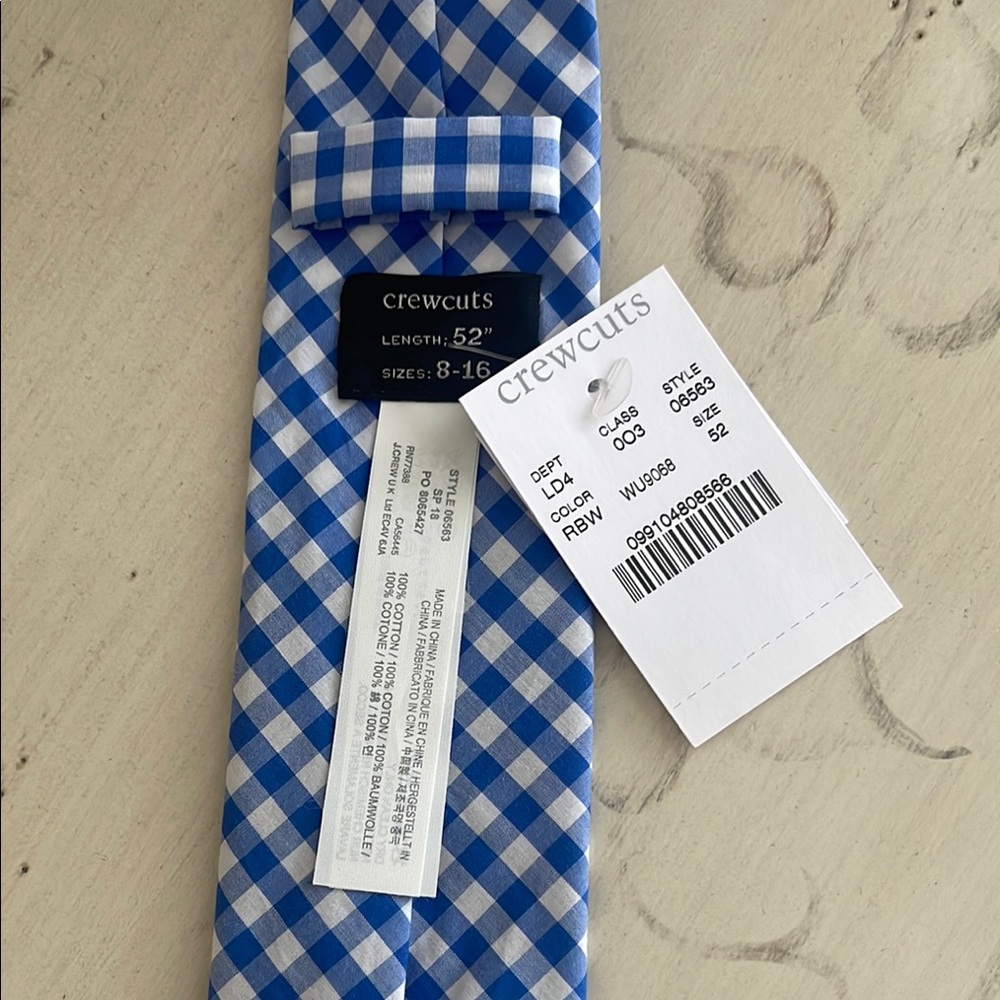 CREWCUTS TIE 52” - Blue and White Gingham - Picture 8 of 10